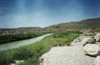 Rio Grande river across from Boqullias Village, Mexico.