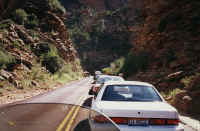 Waiting for the tunnel at Zion National Park in Utah